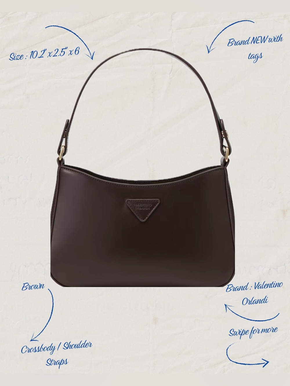 NWT Valentino Orlandi Capri Brown Shoulder Bag